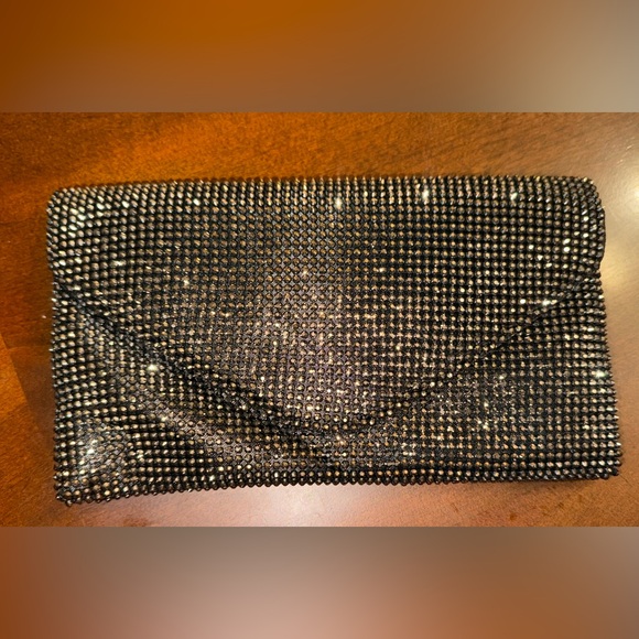 Jessica McClintock Black and Silver Rhinestone Clutch - Picture 1 of 4